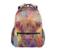 Vaca De Las Tierras Altas De Pelo Largo Arcoíris Mochila Unisex Mochila Informal Ligera Mochilas Deportivas Para Colegio Vuelta Al Cole Viaje 29X40Cm