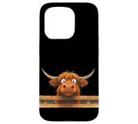 Vaca de Las Tierras Altas En La Cerca Carcasa para iPhone 15 Pro