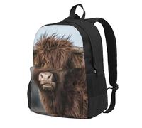 Vaca de las Tierras Altas, fauna escocesa,Mochila con bolsillos, mochila informal para el día a día, resistente al agua, ideal para la escuela, viajes