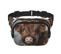 Vaca de Las Tierras Altas, Fauna Escocesa,Riñonera Cuadrada de Doble Capa, Bolso de Viaje, Bolso Informal para el Pecho.