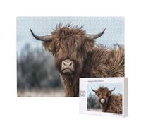 Vaca de Las Tierras Altas, Fauna Escocesa,Rompecabezas de Madera de 500 Piezas, Juego Familiar, Rompecabezas para Adultos, Adolescentes, decoración del hogar