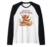 Vaca de Las Tierras Altas Horneando Mis Sentimientos Camiseta Manga Raglan