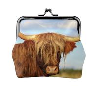 Vaca de Las Tierras Altas Impresa,Monedero de Piel sintética, Carteras pequeñas, Monedero con Cierre de Broche