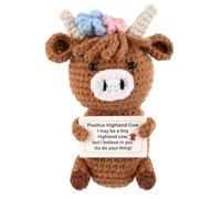 Vaca de Las Tierras Altas Positiva, Vaca de Las Tierras Altas Tejida a Ganchillo Animalitos Crochet Muñeca Tejida Regalo Apoyo Emocional para Regalos de Motivación Decoración de Fiestas