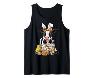 Vaca de Pascua Café Leopardo Arco Lindo Huevo de Pascua Camiseta sin Mangas