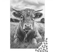 Vaca de Pradera Puzzle de 1000 Piezas Juego de Puzzle 1000 Piezas Papel para Adultos Paisaje Rural de Verano Convivencia Relajante Decoración 52x38cm/1000pcs