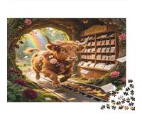 Vaca del Bosque Animal Puzzle de 1000 Piezas Papel para Adultos Librería Mágica Escena Relajante Concentración Familia Decoración Regalo 70x50cm/1000pcs