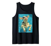 Vaca Divertida con Gafas de Sol Cool Summer Farm Animal Natación Camiseta sin Mangas