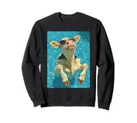 Vaca Divertida con Gafas de Sol Cool Summer Farm Animal Natación Sudadera