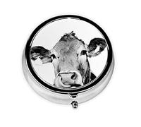 Vaca en blanco y negro, pastillero, pastillero cuadrado para bolsillo o monedero, pastillero pequeño, organizador de pastillas de viaje