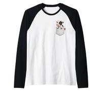 Vaca En Bolsillo Mirando Lindo Animal Vaca Camiseta Manga Raglan