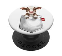 Vaca En Bolsillo Mirando Lindo Animal Vaca PopSockets PopGrip Adhesivo