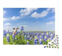 Vaca en Flores Azules Rompecabezas Imposible,desafío para Adultos Interesante Juego Educativo 1000 Piezas Obra De Arte De Juego De para Adultos Y Niños Mayores De 12 Años 70x50cm/1000pcs