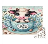 Vaca en Taza té Rompecabezas 1000 Piezas De Cartón Grueso Juego De Rompecabezas Anti Estrés Adultos para Cuadro para Decorar como Regalo Original 70x50cm/1000pcs