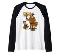 Vaca en Terapia sátira Divertida Cartoon Camiseta Manga Raglan