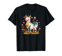 Vaca Encantadora con Campana Entre Flores Camiseta