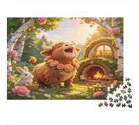Vaca Highland Bonita Casa Rural Puzzle de 1000 Piezas Papel para Adultos Familia Relajación Decoración Regalo 70x50cm/1000pcs