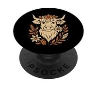 Vaca Highland con Lúpulo, Estilo Rústico de Montaña PopSockets PopGrip Adhesivo