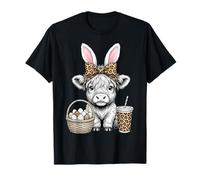 Vaca Highland Pascua Coquette Moño Flores Primavera Camiseta