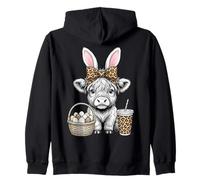 Vaca Highland Pascua Coquette Moño Flores Primavera Sudadera con Capucha