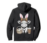 Vaca Highland Pascua Coquette Moño Flores Primavera Sudadera con Capucha