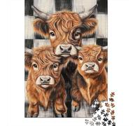 Vaca Highland Puzzle de 1000 Piezas Papel Puzzle para Adultos Estilo Granja Familiar Relajante Decoración del Hogar Regalo Fomenta Atención 52x38cm/1000pcs