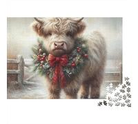 Vaca Highland Puzzle para Adultos Puzzle de 1000 Piezas Papel Guirnalda Navideña Puzzle para Toda la Familia Relajación Decoración Regalo 52x38cm/1000pcs