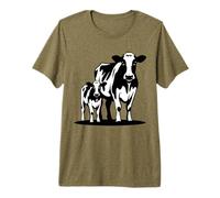 Vaca Holstein con Ternero Camiseta Premium