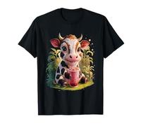 Vaca Hombre Mujer Boba Tea Kawaii Bubble Tea Cow Camiseta