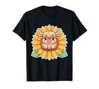 Vaca Infantil de Las Tierras Altas con Girasol Camiseta