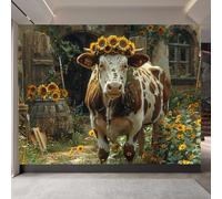 Vaca Lechera Papel Pintado 250 x 175 CM, 3D Cortijo Dormitorio Mate Fotomurales Pared, Impermeable Murales Papel Tapiz, No Tejido Sala de Estar Papel Tapiz Grande