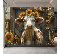 Vaca Lechera Papel Pintado 400 x 280 CM, 3D Cortijo Dormitorio Mate Fotomurales Pared, Impermeable Murales Papel Tapiz, No Tejido Sala de Estar Papel Tapiz Grande