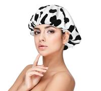 Vaca (Letra pequeña),Gorro de dormir de satén para adultos - Gorro de dormir elástico para mujer, cubrecabello nocturno