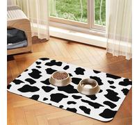 Vaca (Letra pequeña),Tapete para Comida de Mascotas, manteles Individuales de Cuero sintético para Gatos y Perros,30x45cm