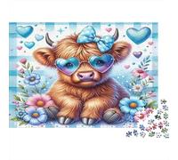 Vaca Linda con Gafas Rompecabezas 1000 Piezas para Adultos, Cartón Resistente, Decoración Mural Hogareña, Regalo Festival De Primavera, Actividad Indoor 70x50cm/1000pcs