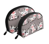 Vaca Linda de la Historieta Impresa, Bolsa de Maquillaje de Concha, Monedero pequeño para Mujer, Bolsa de artículos de tocador, Bolsa de cosméticos, 2 Piezas