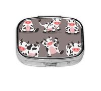 Vaca linda de la historieta impresa, Pastillero cuadrado para bolsillo o monedero, pequeño contenedor de pastillas, organizador de pastillas de viaje