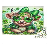 Vaca Linda San Patricio Rompecabezas DIY 1000 Piezas para Adultos Y Adolescentes, Decoración Mural, Rompecabezas Vacaciones Indoor, Juego Educativo 52x38cm/1000pcs