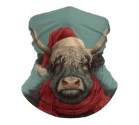 Vaca Navideña Vintage con Bufanda Y Gorro De Papá Noel Cuello Pañuelo Viento Polvo Prueba Bandana Protección Solar Cuello Bufanda para Hombre Adulto Secado Rápido Pasamontañas