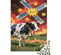 Vaca Puzzle De 1000 Piezas The Vaca Under The Setting Sun Rompecabezas Adultos De 1000 Piezas Decoracion Entretenimiento Creativo 1000pcs (75x50cm)