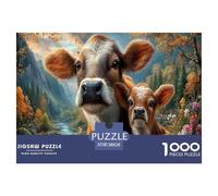 Vaca Puzzles Imposible,desafío for Adults Autumn Corriente Bosqueal Entretenimiento Creativo 1000 Piezas Obra De Arte De Juego De para Adultos Y Niños A Partir De 12 Años 38x26cm/1000pcs