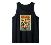 Vaca Relajante Lindo Animal Vintage Relax Impresión Retro Camiseta sin Mangas