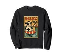 Vaca Relajante Lindo Animal Vintage Relax Impresión Retro Sudadera