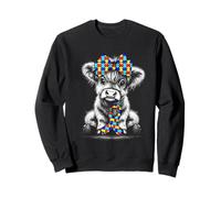 Vaca Retro de Las Tierras Altas y Rompecabezas Cinta Conciencia Autismo Sudadera