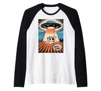 ¡Vaca Santa! Gracioso Retro Abducción UFO Camiseta Manga Raglan