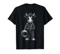 Vaca sostiene casco lindo animal ilustración gráfica vaca Camiseta