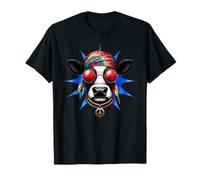 Vaca Tie Dye Hippie Groovy Paz Amor Cultura Vintage Camiseta
