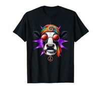 Vaca Tie Dye Hippie Groovy Paz Amor Cultura Vintage Camiseta