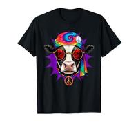 Vaca Tie Dye Hippie Retro Vintage Paz Festivales Música Camiseta