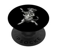 Vaca Tocando Guitarra Rock & Roll Vacas Música Rockera PopSockets PopGrip Adhesivo
